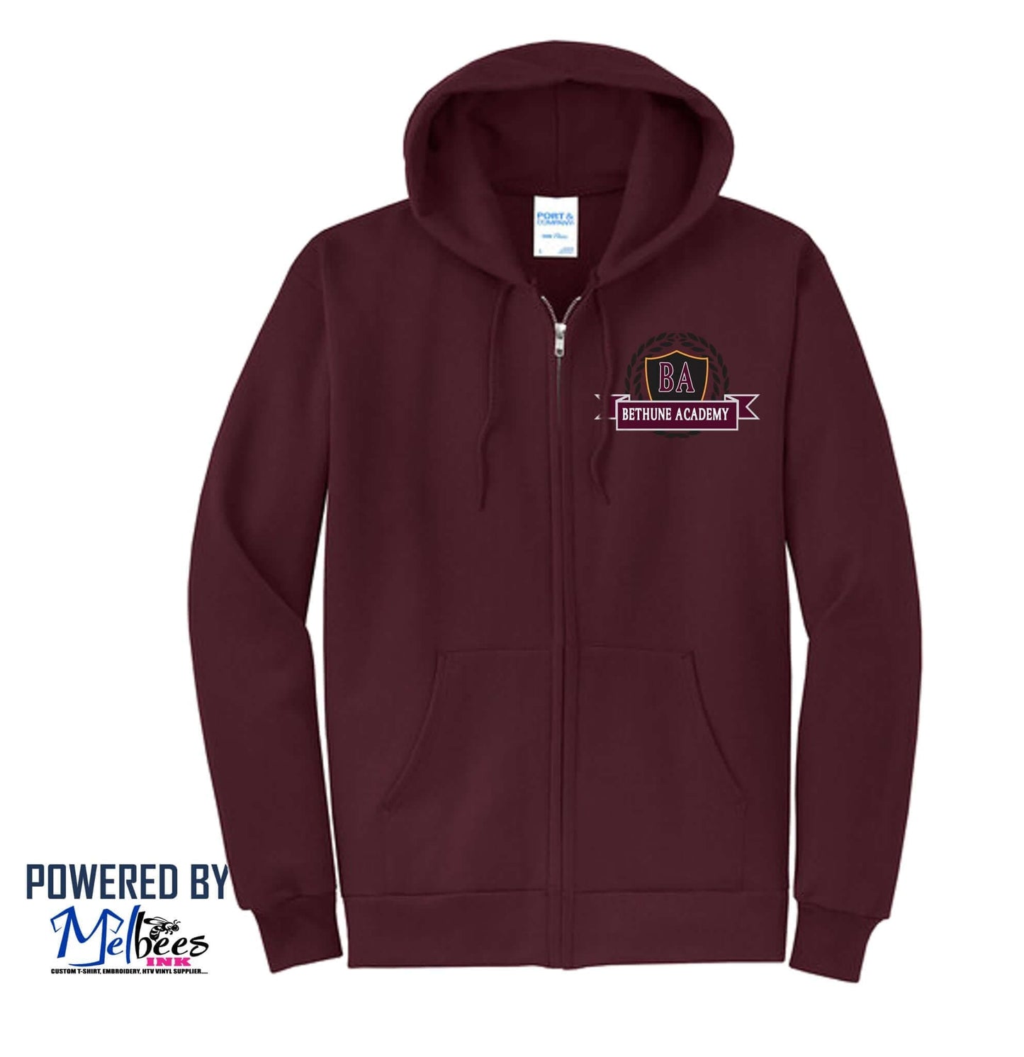 BETHUNE ACADEMY COZY ZIP SWEATS (Maroon) - Polk School Uniform