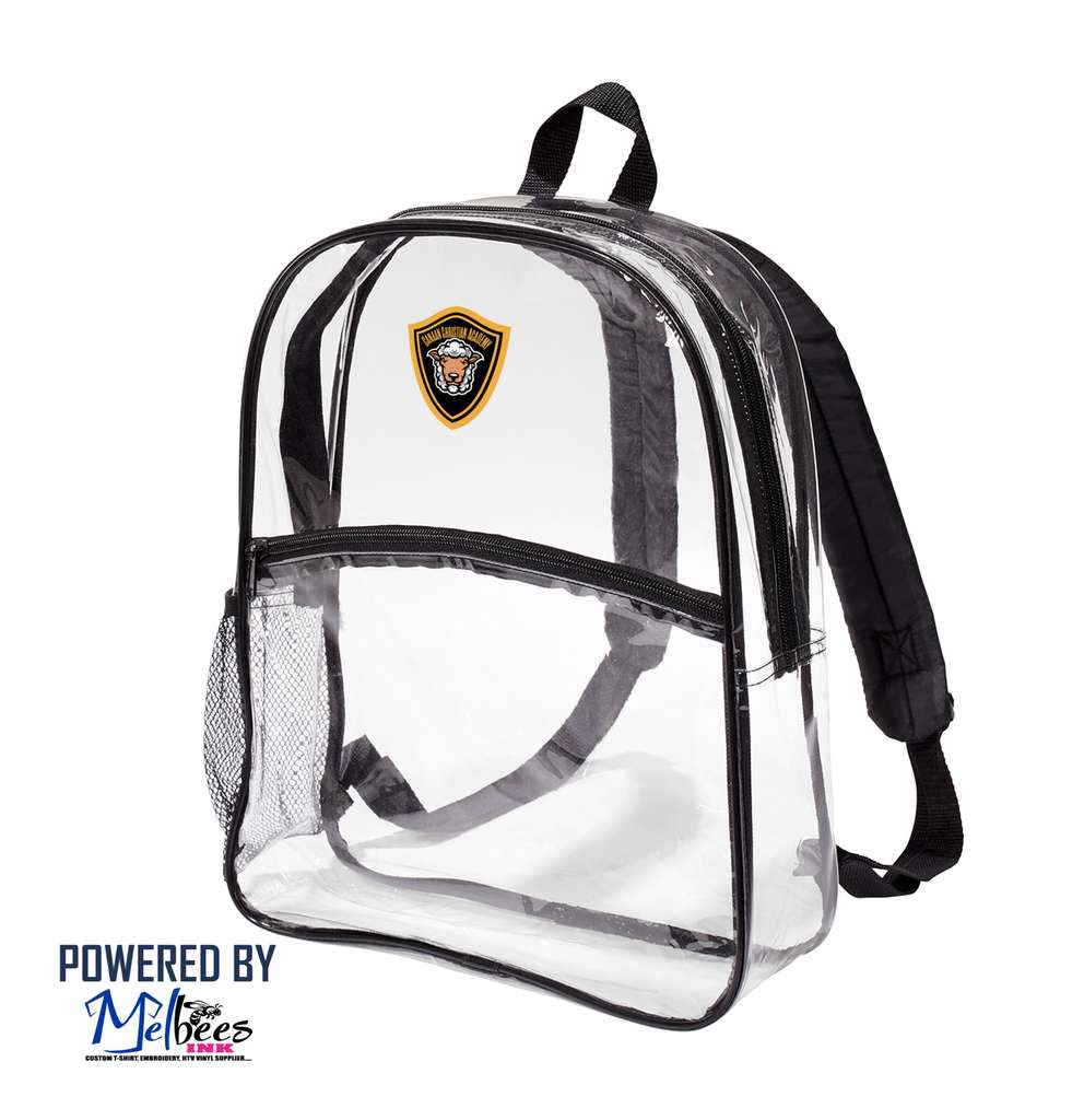 Canaan Christian Academy Clear Backpack for 5th to 10th grade