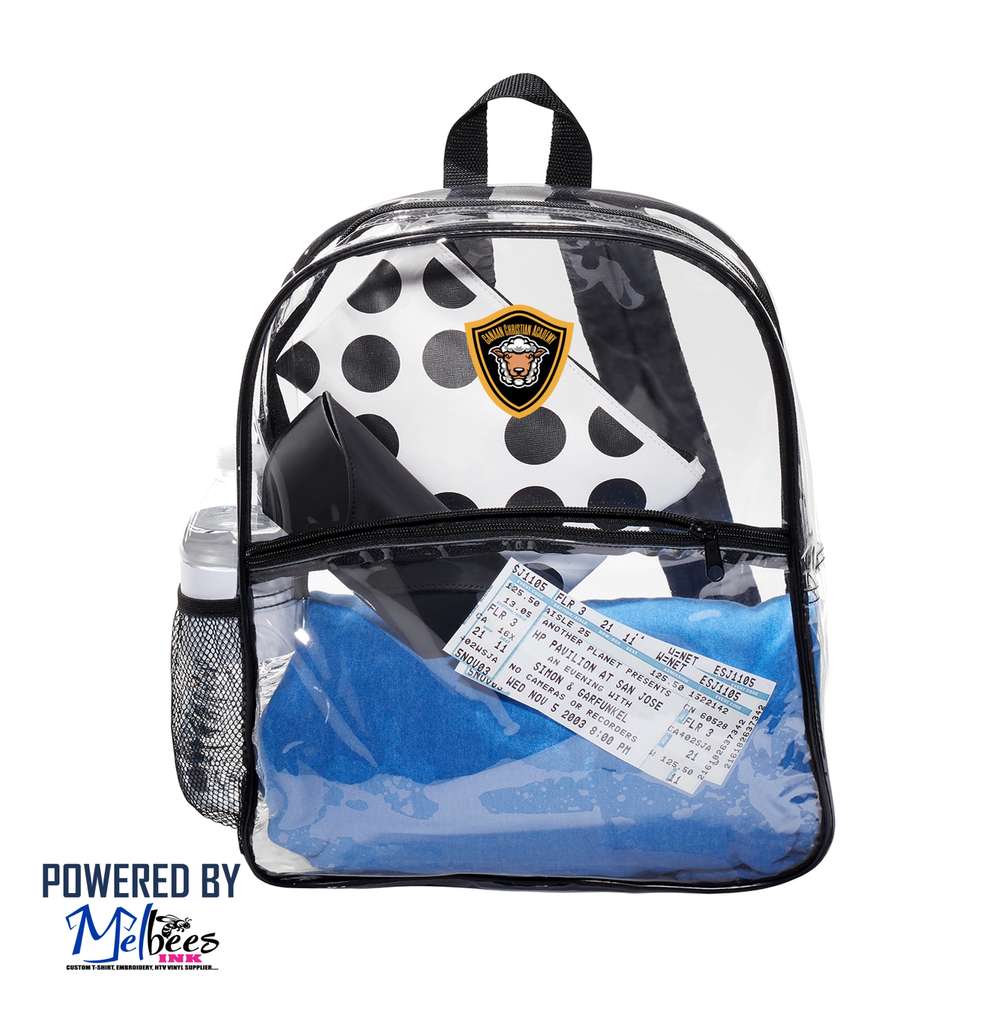 Canaan Christian Academy Clear Backpack for 5th to 10th grade
